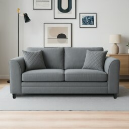 Rackhams Quilted Full Fabric Chenille 3 Seater Sofa - Black - thumbnail 6