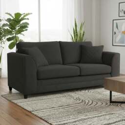 Rackhams Quilted Full Fabric Chenille 3 Seater Sofa - Black