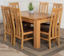 Rackhams Dakota Small Oak Dining Table with Princeton Oak Chairs - Natural Oak - 6 chairs - thumbnail 4