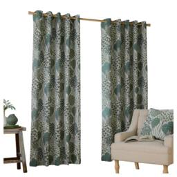 Rackhams Ophelia Lined Floral Pencil Pleat Curtains - Thyme/Mineral - 137cm x 117cm - Thyme/Mineral - 100% Polyester - thumbnail 2