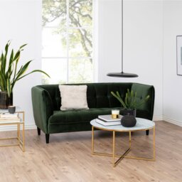 Rackhams Alisma Round Coffee Table with White Marble Effect Glass Top & Gold Legs - 1 - White and Gold - White - thumbnail 4