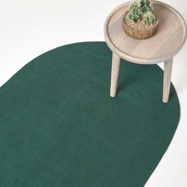 Rackhams Handmade Woven Braided Rug - Forest Green - 60 x 90 cm - image 1