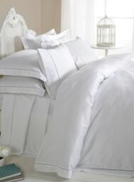Rackhams 1000 Thread Count Luxury Bedding Hotel Quality Duvet Cover - White - Double - Duvet Cover - thumbnail 2