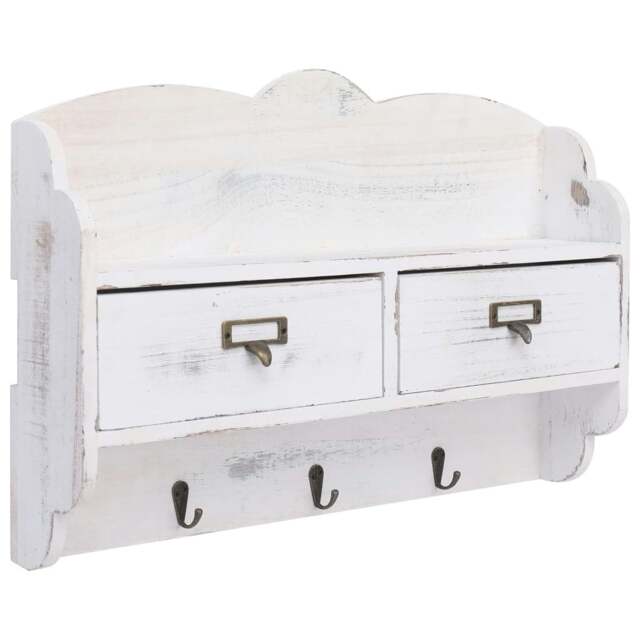 Rackhams Wall Mounted Coat Rack White 50x10x34 cm Wood