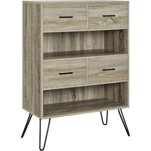 Rackhams Landon Bookcase with 4 Drawers Grey Oak Look - Grey - image 1