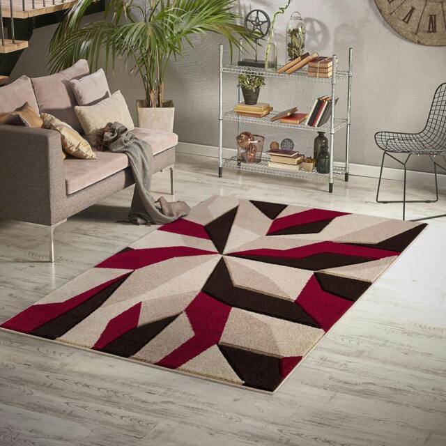 Rackhams Carved Rug Contemporary - Beige Red - 160cm x 230cm (5.2ft x 7.5ft) - image 1