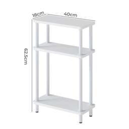 Rackhams Slim Side Table 3 Tier Narrow Sofa End Table Bedside Storage Stand White - thumbnail 3