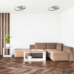 Rackhams Modern Single Loop Strip Flush LED Powered Ceiling Light Fitting in Matt Grey - thumbnail 6