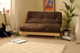 Rackhams Wooden Futon sofa bed frame with a Standard Mattress - Chocolate - 4ft6