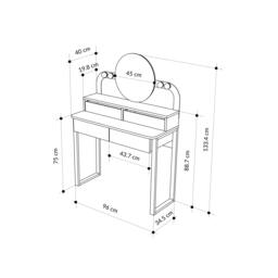 Rackhams Lora Dressing Table 4-Led Lights Make-up Table Mirror 96x132cm 2-Drawer Soft-Close Storage Bedroom,Backstage - Oak-White - thumbnail 3