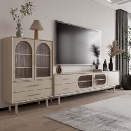 Rackhams Isabella TV Stand, Glass Door - 200cm - No - thumbnail 2