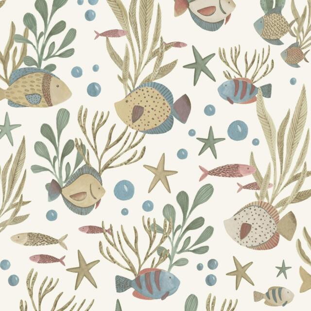Rackhams Nemo Sealife Fish Nursery Textured Wallpaper, Ochre