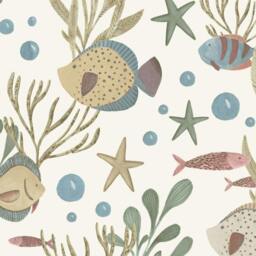 Rackhams Nemo Sealife Fish Nursery Textured Wallpaper, Ochre - thumbnail 2