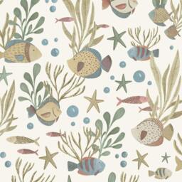 Rackhams Nemo Sealife Fish Nursery Textured Wallpaper, Ochre