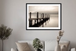 Rackhams Jetty in the Mist - Framed Print 30 x 20 inch