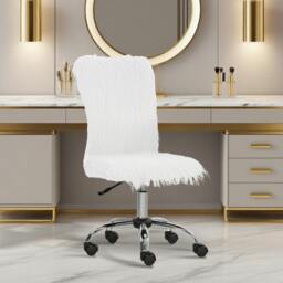 Rackhams Armless Makeup Vanity Chair, Swivel Computer Chair, Pink - White - Yes - Office Chair