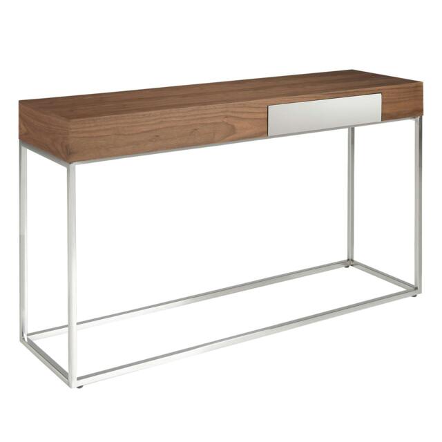 Rackhams Rectangular Walnut and Chromed Steel Console Table 3111 - image 1