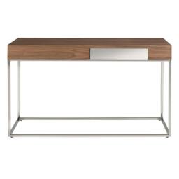 Rackhams Rectangular Walnut and Chromed Steel Console Table 3111 - thumbnail 2
