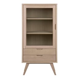 Rackhams A-Line Display Cabinet with 2 Drawers and 2 Shelves in White Oak - 1 - Full Assembly Required - White Oak - thumbnail 3