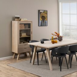 Rackhams A-Line Display Cabinet with 2 Drawers and 2 Shelves in White Oak - 1 - Full Assembly Required - White Oak - thumbnail 6