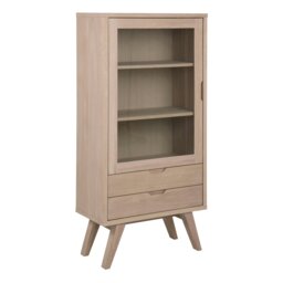 Rackhams A-Line Display Cabinet with 2 Drawers and 2 Shelves in White Oak - 1 - Full Assembly Required - White Oak - thumbnail 2
