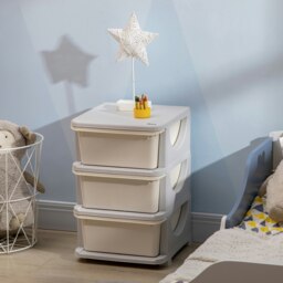 Rackhams Kids Storage Units with Drawers 3 Tier Chest Vertical Dresser Tower Cream