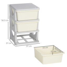 Rackhams Kids Storage Units with Drawers 3 Tier Chest Vertical Dresser Tower Cream - thumbnail 5
