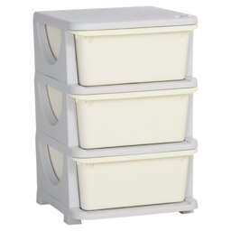 Rackhams Kids Storage Units with Drawers 3 Tier Chest Vertical Dresser Tower Cream - thumbnail 2