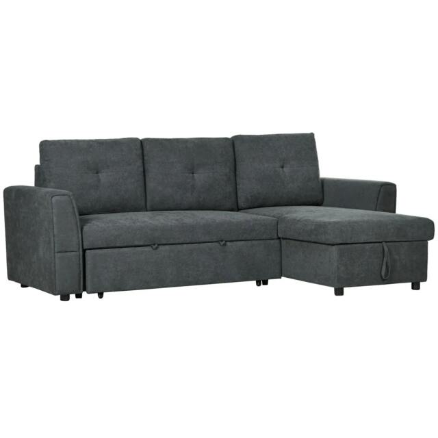 Rackhams 3 Seater Sofa Bed, Pull Out Sofa Bed with Storage for Living Room, Dark Grey