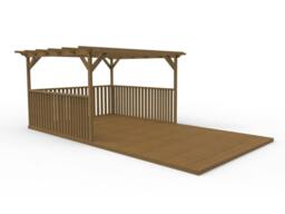 Rackhams Rectangular Pergola and Decking Kit With Balustrades V.3 - Natural (Light Green) - 2.4m x 3.6m - thumbnail 3