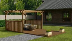 Rackhams Rectangular Pergola and Decking Kit With Balustrades V.3 - Natural (Light Green) - 2.4m x 3.6m - thumbnail 4