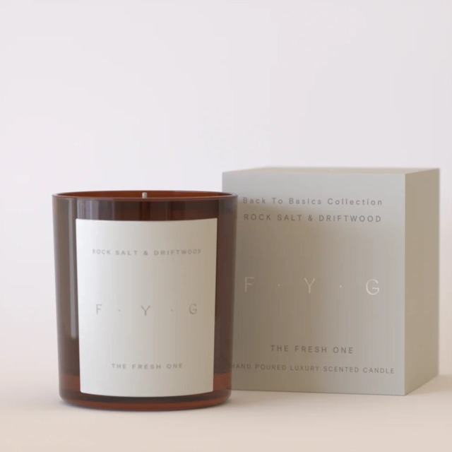 Rackhams Find your Glow Back To Basics Tumbler Candle - 220g - White - Rock Salt & Driftwood - image 1