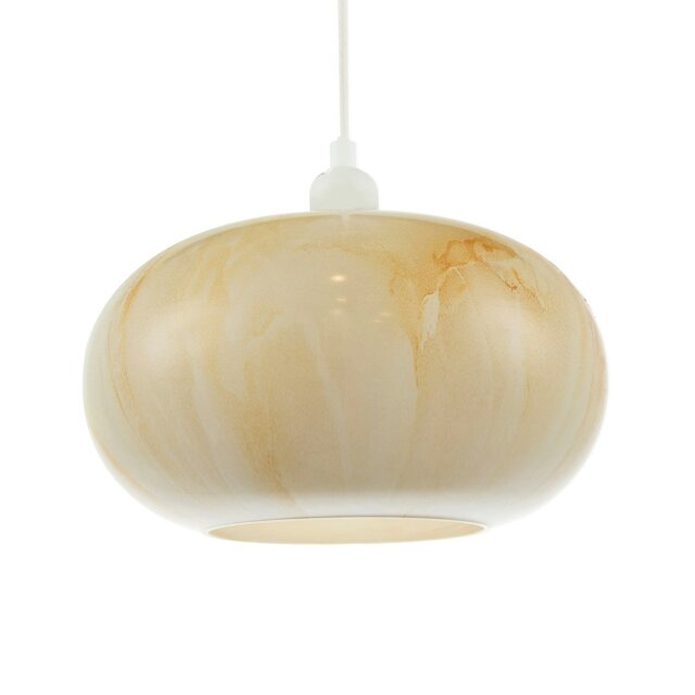 Rackhams Amber Tinted Alabaster Glass Pendant Shade with Marble Effect Finish - image 1