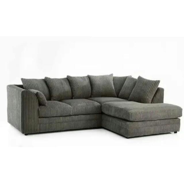 Rackhams Camden Jumbo Cord Right Hand Corner Sofa Set - Grey - image 1