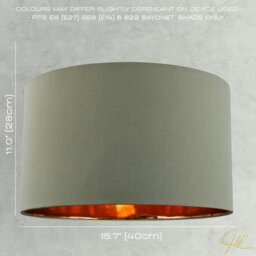 "Rackhams Olive Green Cotton 16"" Floor/Pendant Lampshade with Shiny Copper Inner" - thumbnail 4