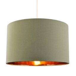 "Rackhams Olive Green Cotton 16"" Floor/Pendant Lampshade with Shiny Copper Inner" - thumbnail 2