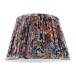Rackhams Colourful Pleated Cotton Fabric Lamp Shade with Ornate Floral Design - thumbnail 1
