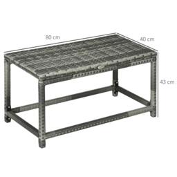 Rackhams Outdoor Coffee Table, Garden PE Rattan Side Table with Plastic Board Under the Full Woven Table Top and Rectangular Frame, Mixed Grey - thumbnail 3
