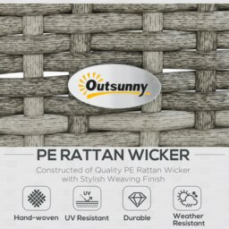 Rackhams 6Pcs Rattan Sofa Set Coffee Table Footstool Outdoor - Grey - PE rattan, polyester - 182cm x 72cm x 78 cm - thumbnail 3