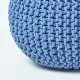 Rackhams Round Cotton Knitted Pouffe Footstool Bean Filled Hand Knitted - Black - thumbnail 5