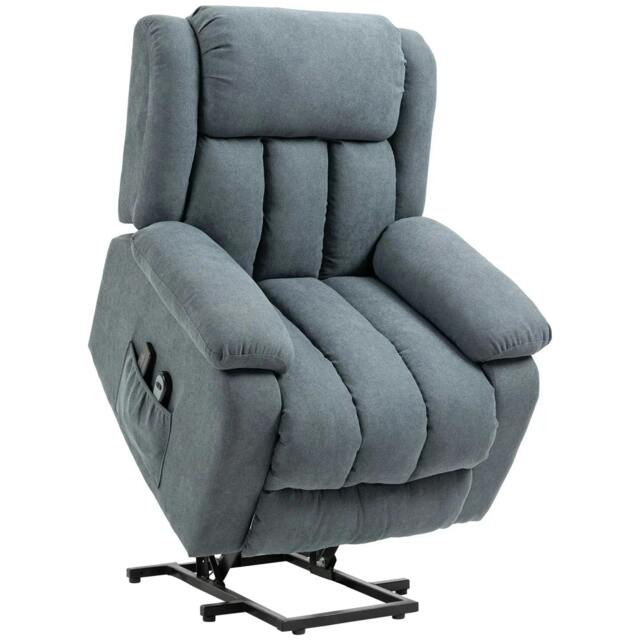 Rackhams Power Lift Recliner Chair with Massage, Overstuffed Lift Chair for Elderly with Footrest, Remote, Side Pocket, Dark Grey - image 1