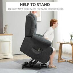 Rackhams Power Lift Recliner Chair with Massage, Overstuffed Lift Chair for Elderly with Footrest, Remote, Side Pocket, Dark Grey - thumbnail 4