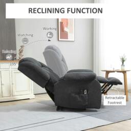 Rackhams Power Lift Recliner Chair with Massage, Overstuffed Lift Chair for Elderly with Footrest, Remote, Side Pocket, Dark Grey - thumbnail 5