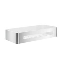 Rackhams Polished Stainless Steel Shower Basket with White ABS Plastic Insert - thumbnail 1