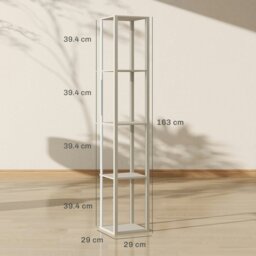Rackhams RGB LED Floor Lamp with Shelves and Remote Control for Bedroom, Oak - White - thumbnail 6