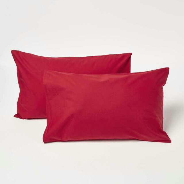 Rackhams Crisp & Cool 200 TC Egyptian Cotton Percale Kids' Pillowcases – 40 x 60 cm, 2 Pack - Red - image 1