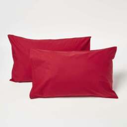 Rackhams Crisp & Cool 200 TC Egyptian Cotton Percale Kids' Pillowcases – 40 x 60 cm, 2 Pack - Red
