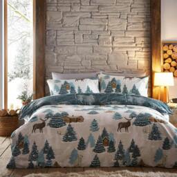 Rackhams Arcticus Arctic Animals Duvet Cover Set - Blue - King - Blue - 50% Cotton/50% Polyester