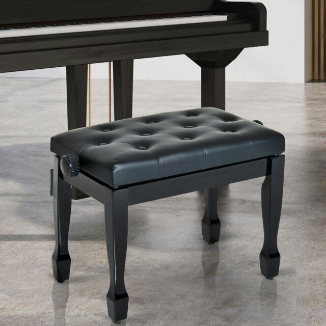 Rackhams Faux Leather Piano Stool Height Adjustable Seat Keyboard Bench - image 1