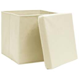 Rackhams Storage Boxes with Covers 4 pcs 28x28x28 cm Cream - thumbnail 3